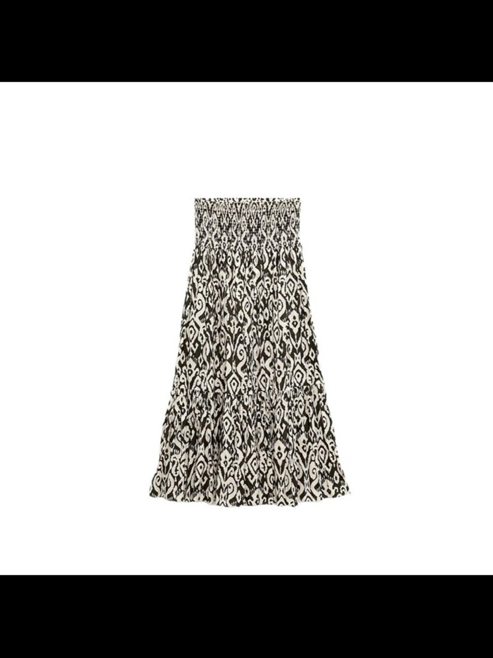 Zara Brown and Cream Ikat Smocked Maxi Skirt - Picture 2 of 5